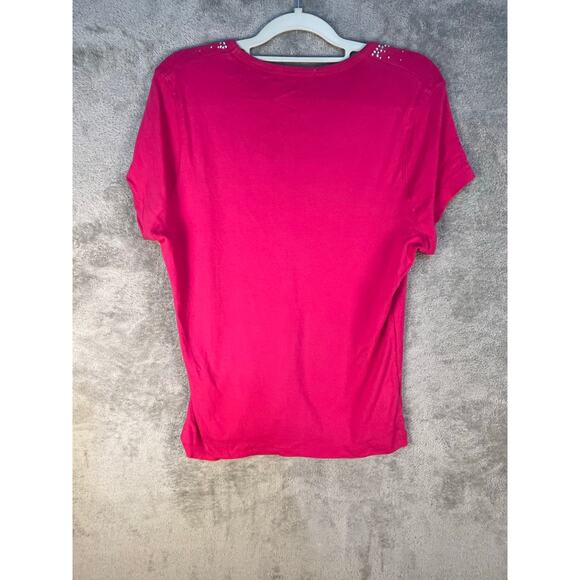 VTG R&B California 2 Piece T-Shirt Blouse Set XL Pink Rhinestone Bling Western - Picture 6 of 14